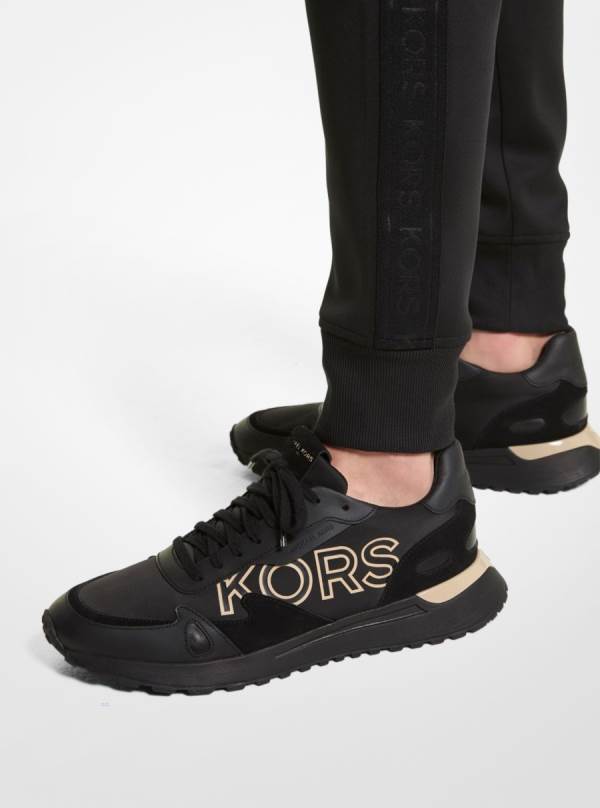 Panske Tenisky Michael Kors Miles Mixed-Media Čierne - Topanky Michael Kors Vypredaj | QPWXH-4753